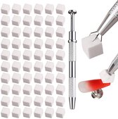 Nagel spons SET - 100 Stuks - Nagelspons met Metalen grijper - zachte nagelsponzen - ombre nagelkwast - Nagelgereedschap - voor gradiënt en halo-nagelkunst - professionele nagelgereedschappen en accessoires