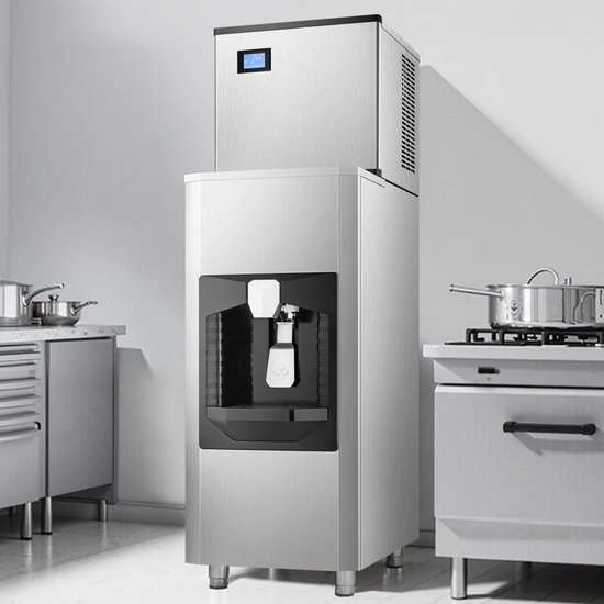 IJsblokjesmachine - Commerciële IJsmachine - 136 kg/dag Capaciteit - 80 kg Opslagbak - Automatische IJsdispenser 9 kg/min - Zelfreinigend - Touchscreen van Merkloos — afbeelding 2