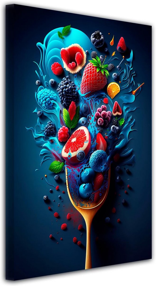 Canvas Schilderij met Fruit Assortiment - Wanddecoratie voor Keuken 30x50 cm