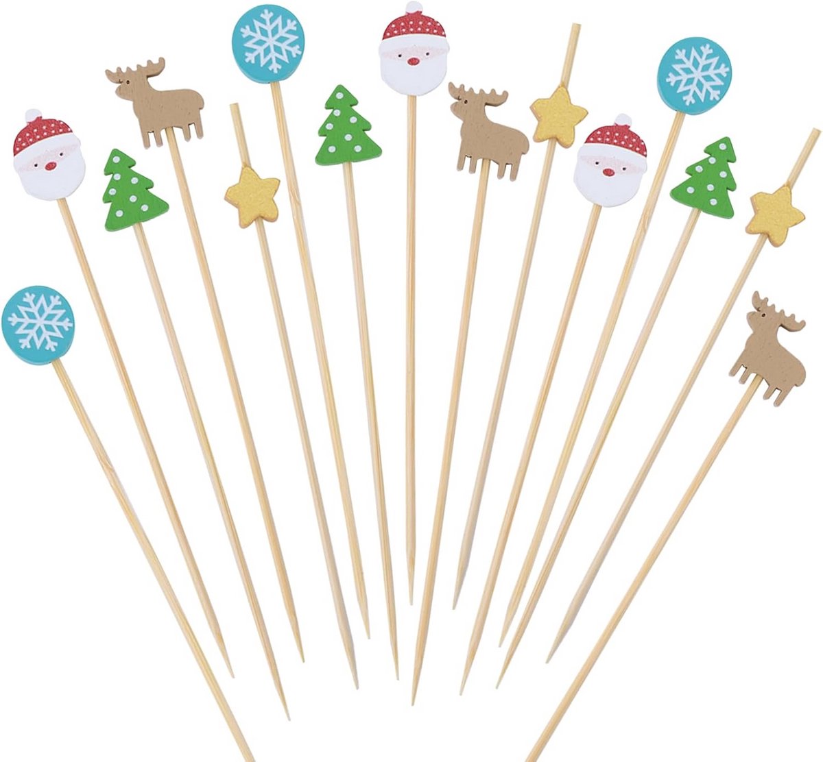 100 Houten Kerst Cocktailprikkers voor Fingerfood en Decoratie