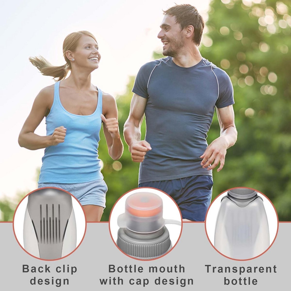 2x Kleine Sport Drinkfles Lekvrij 250ml - Draagbaar & Clip voor Hardlopen en Outdoor thumbnail 3