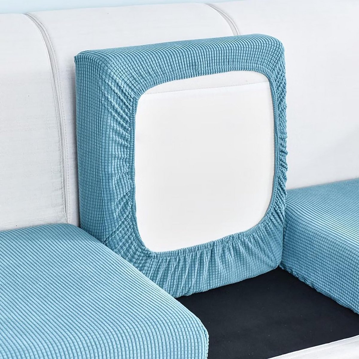 Hoes voor bankstelhoes stretch antislip beschermhoes blauw geruit