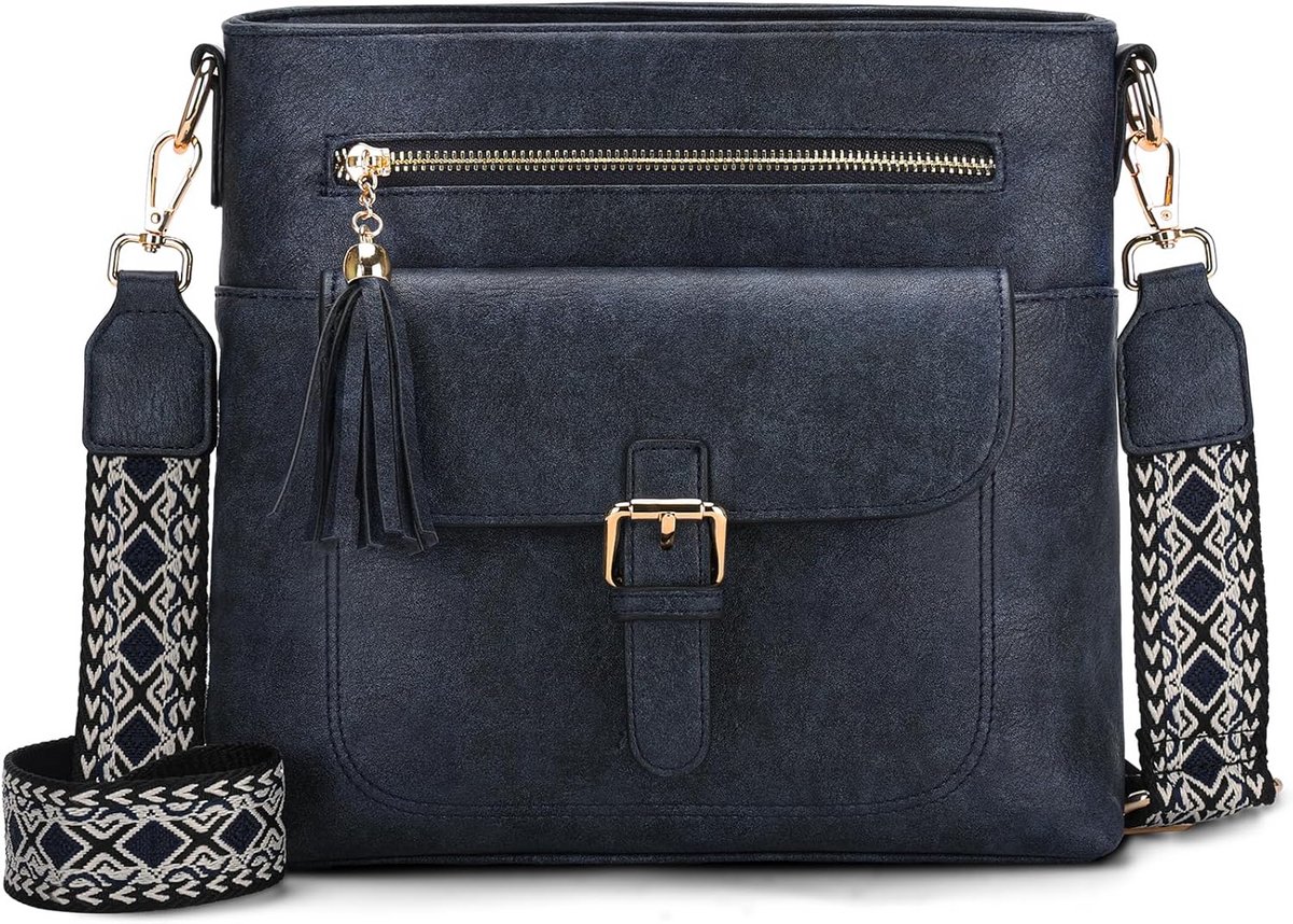 Crossbody Tas Dames Middelgroot PU-Leer met Brede Verstelbare Schouderriem