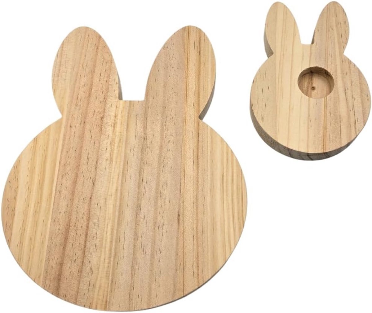 Ontbijtplank Hout Konijn Set van 2 met Eierhouder, Leuk Houten Serveerplank Motif