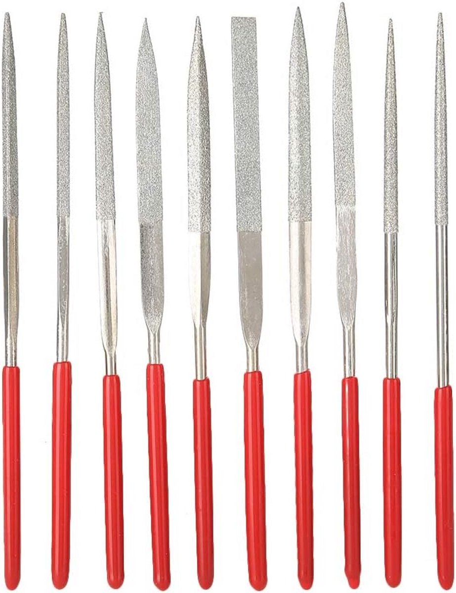 10-delige Diamantvijlenset Incl. Titanium Coating – Precisie Vijlen voor Metaal, Hout en Hobby