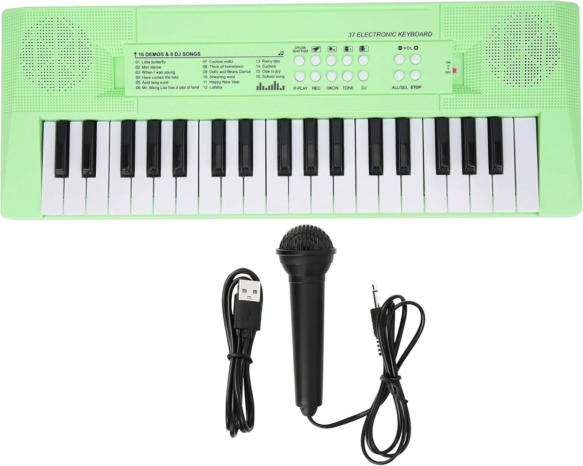 Elektrische Piano voor Kinderen met 37 Toetsen, Microfoon en Opnamefunctie - Groen