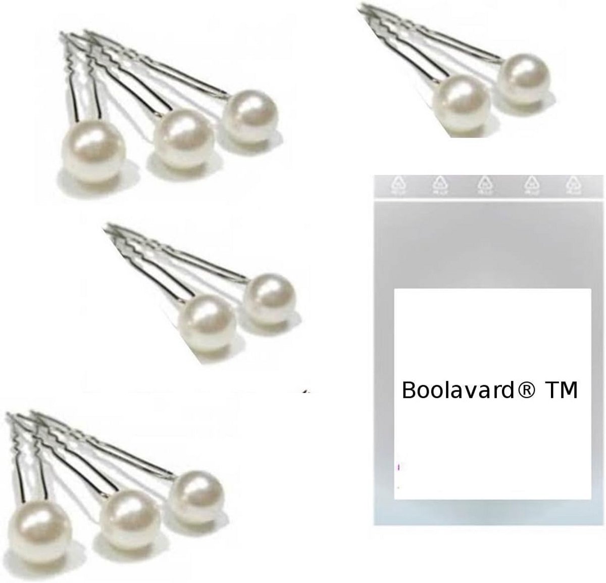 Set van 10 U-vormige Haarspelden met Warme Witte Parels - Elegant Haarsieraad
