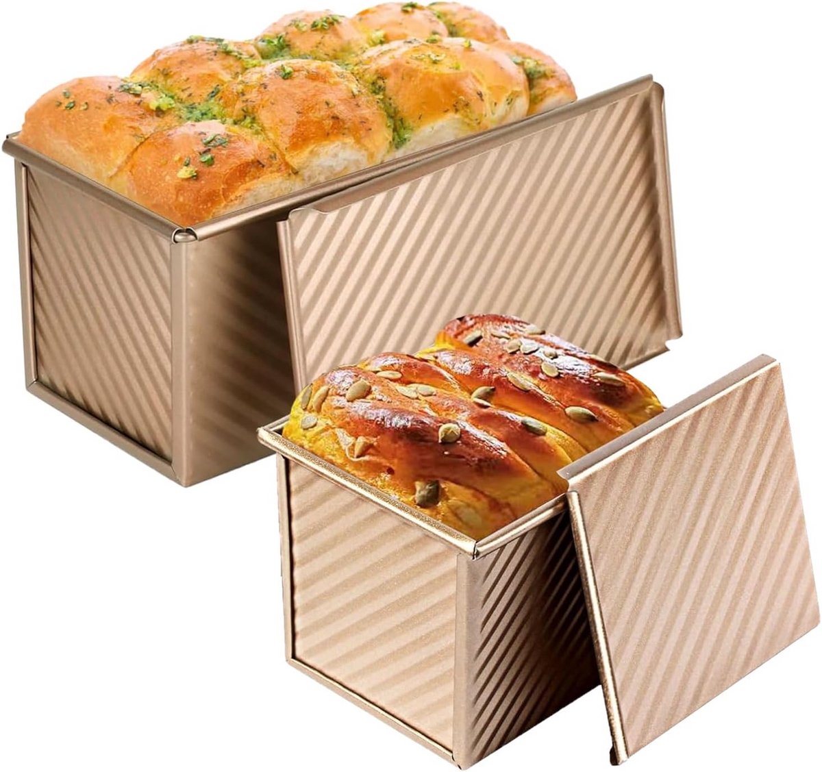 Set van 2 Broodbakvormen met Deksel - Anti-aanbak & Ideaal voor Toastbrood