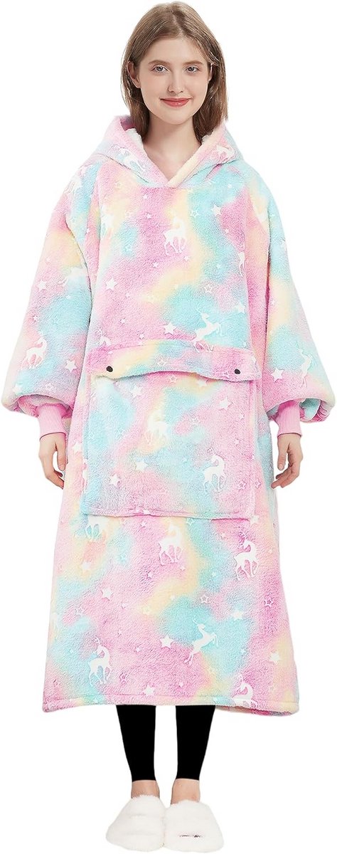 Oversized Draagbare Deken Hoodie voor Kinderen - Zachte Fleece Trui
