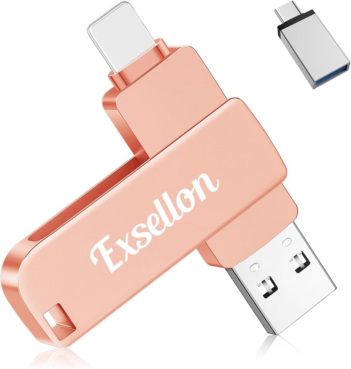 128GB Externe Geheugenstick voor Telefoon, Tablet en PC - USB-C & Lightning & USB 3.0 Flash Drive