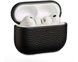 Accezz Echt Leren Case - Hoesje geschikt voor AirPods Pro 3 - Zwart