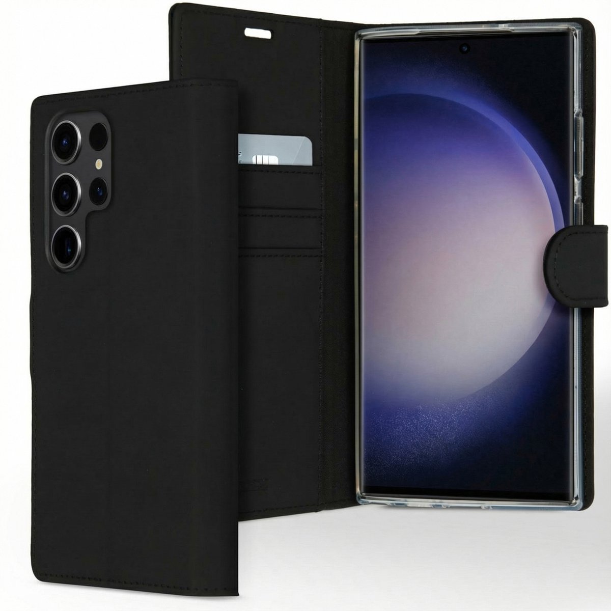Accezz Hoesje Geschikt voor Samsung Galaxy S23 Ultra Hoesje Met Pasjeshouder - Accezz Wallet Softcase Bookcase - Zwart