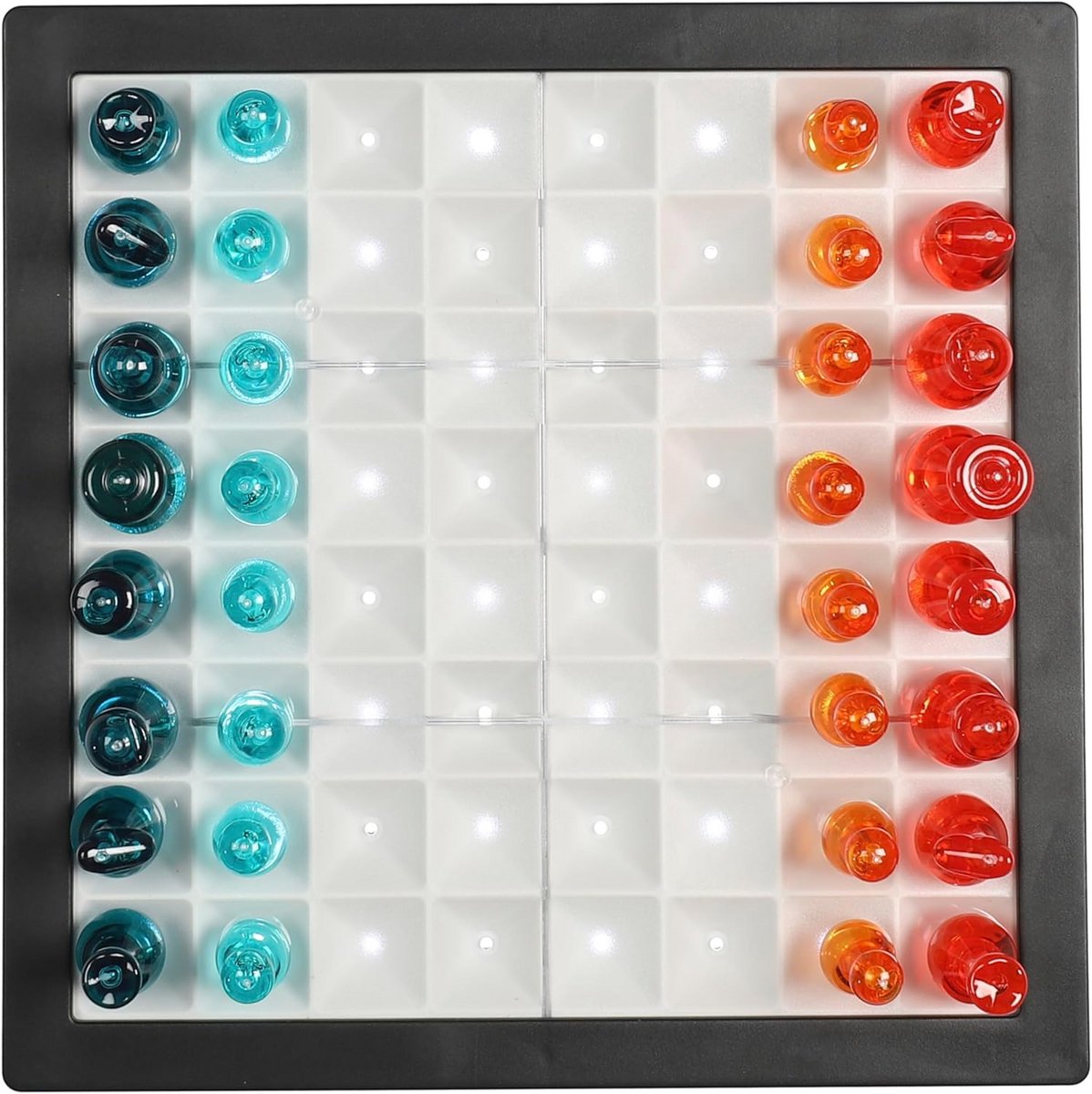 Transparante LED Schaakset met Verlicht Bord - Modern en Elegant Ontwerp