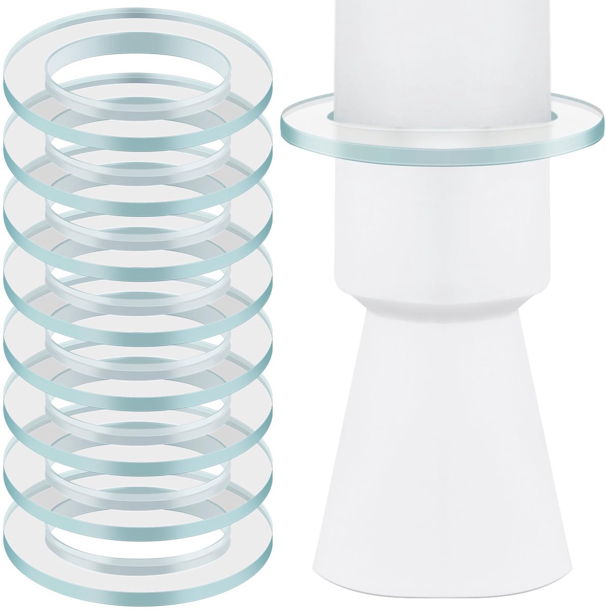 Unyqoos Set van 10 Transparante Glazen Druppelvangers voor Kaarsen en Ceremonies, transparant, 7*0,3cm, 10 stuks