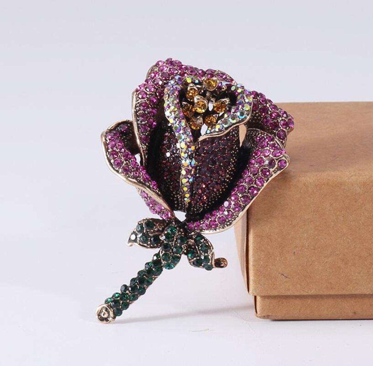 Bloembroche - Elegante Broche met Kristallen | Twinolo