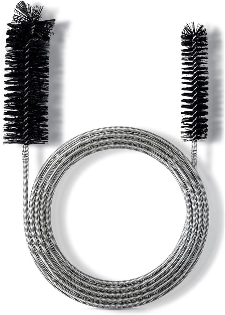 Flexibele Rioolontstopper Set RVS met Dubbele Roterende Nylon Borstels - 150 cm