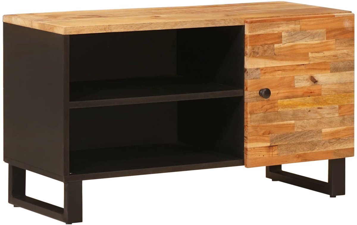 vidaXL - TV - Kast - met - plank - Bruin - 80 - x - 33 - x - 46 - cm - Massief - Mango - Hout