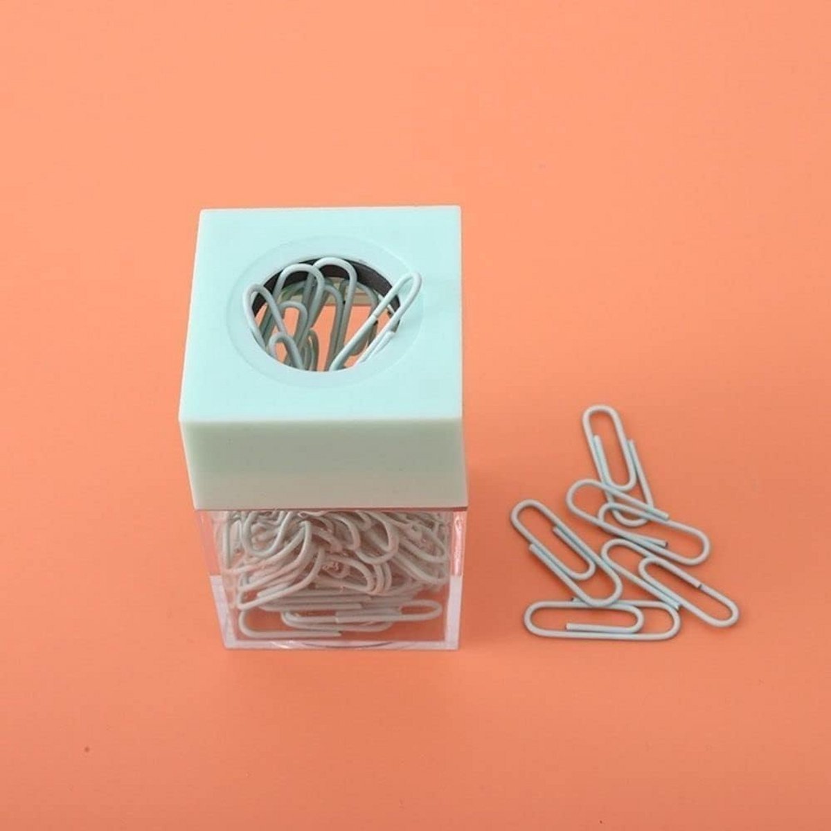 Magnetische Paperclip Dispenser Groen - Acryl Kantoor Organizer voor Bureau