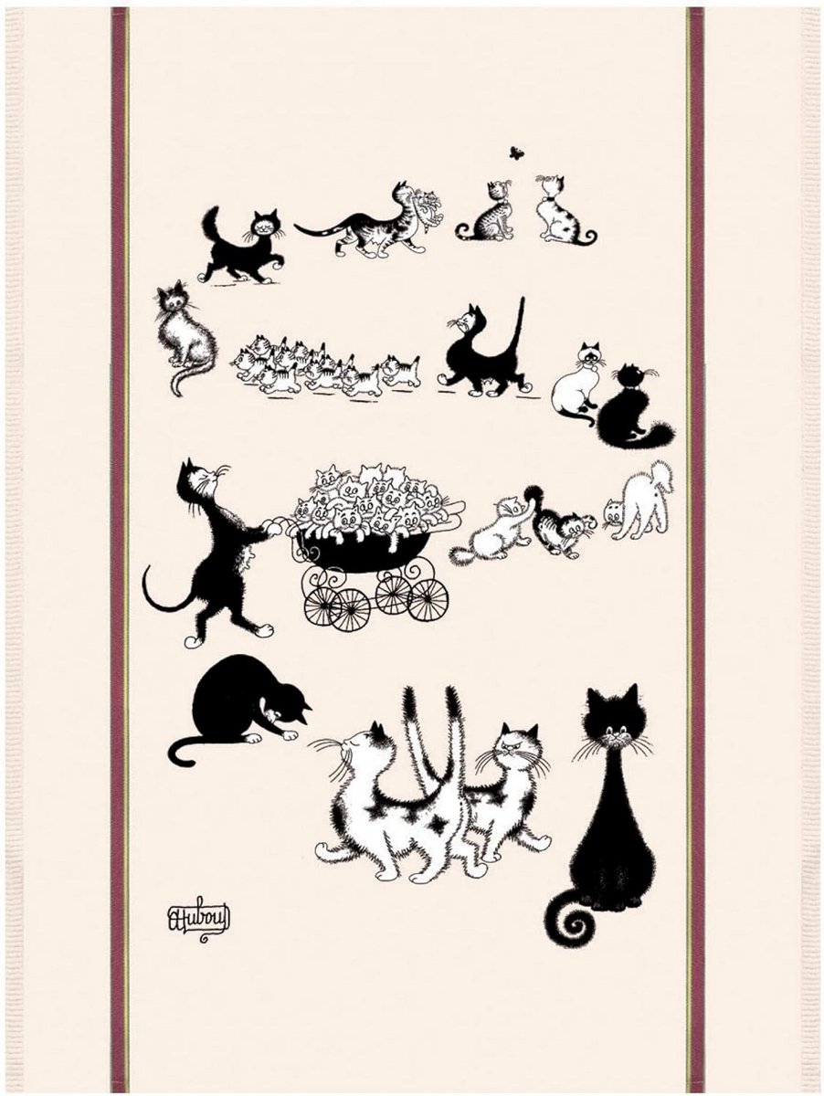 Grote Theedoek Katoen met Kattenprint 60x80 cm