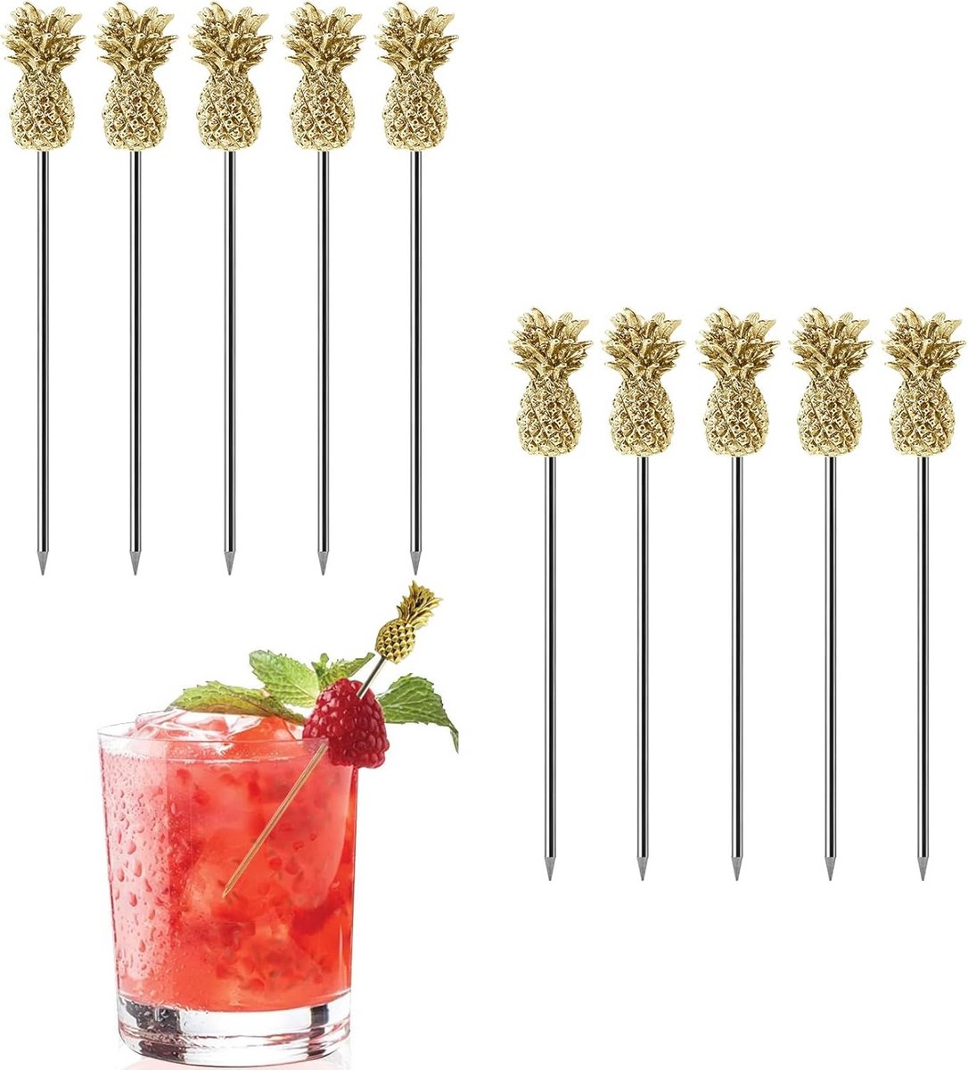 Herbruikbare Cocktailprikkers van Roestvrij Staal - 10 Stuks Martini Plectrums