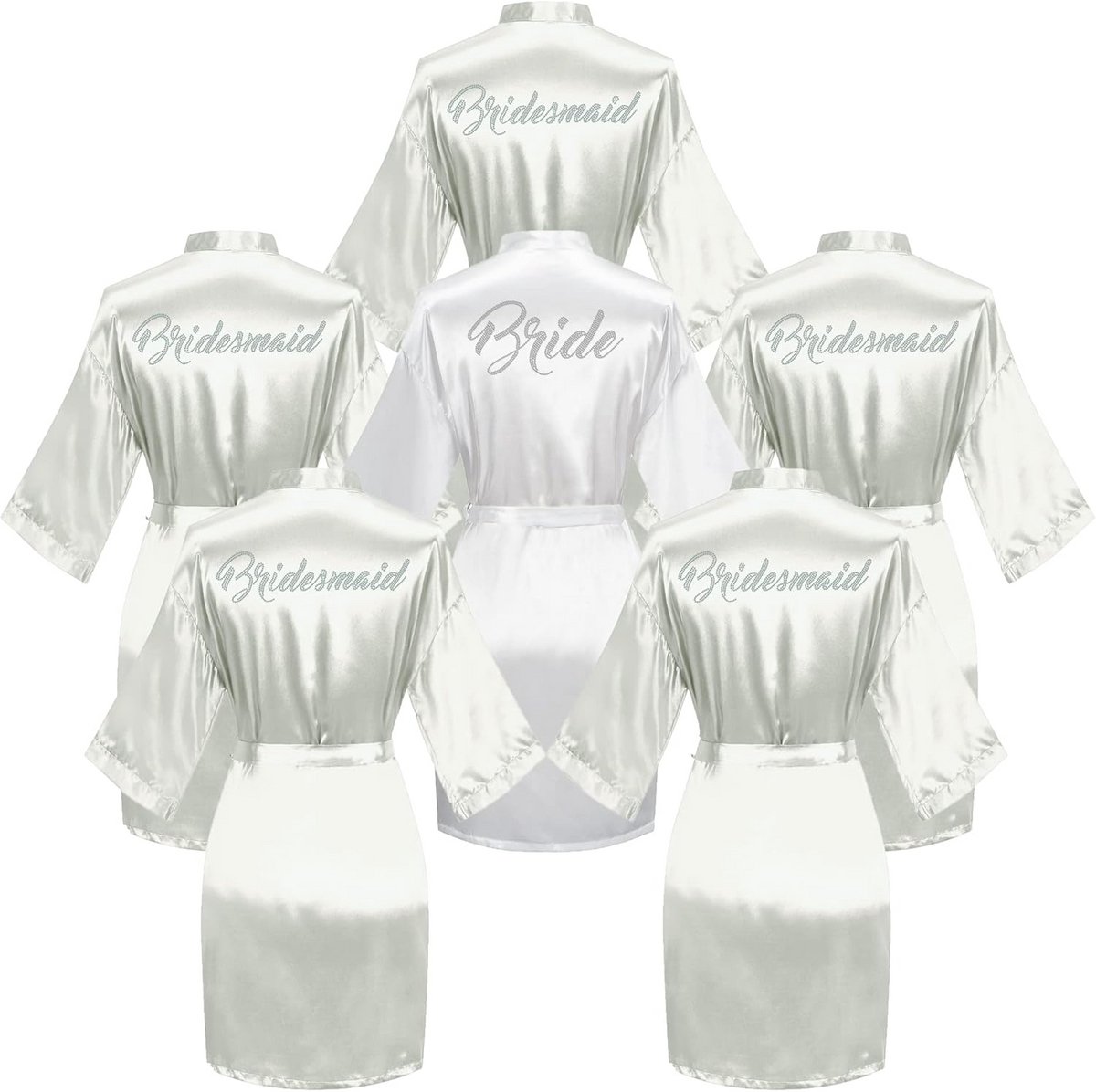 6 Delige Set Bruidsjaponnen voor Bruid en Bruidsmeisjes - Luxe Kimono Set