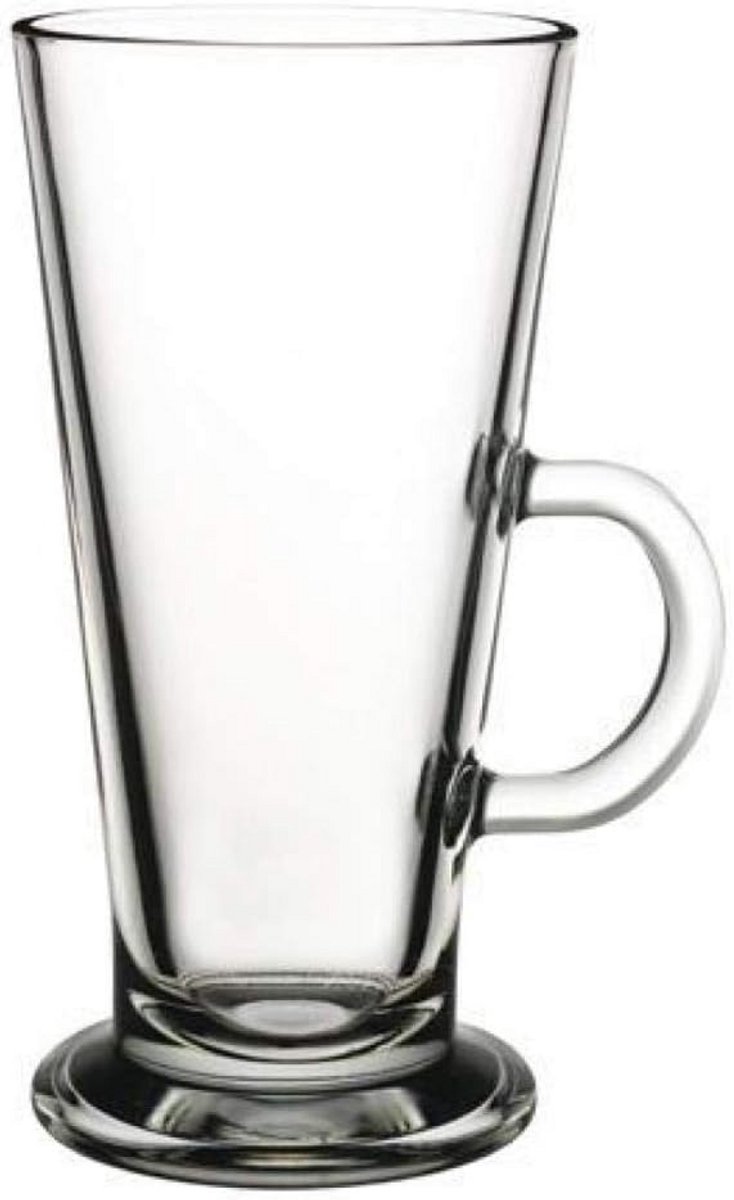 Set van 6 Glazen Koffiekopjes met Hendel - 360 ml - Transparant Theeglazen