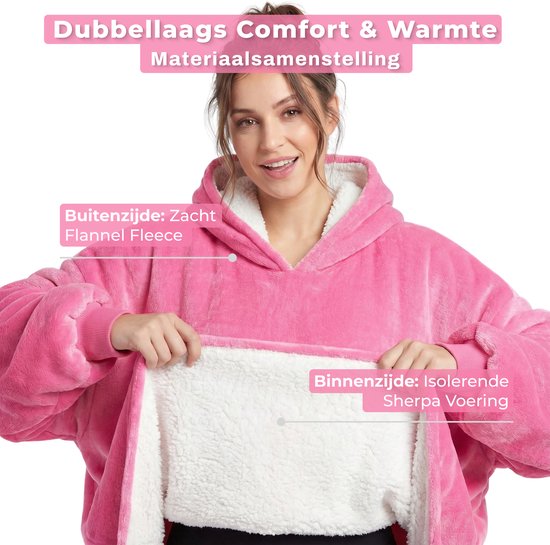 JAXY Hoodie Deken - Snuggie Met Mouwen - Zachte Fleece & Sherpa - Oversized Voor Volwassenen