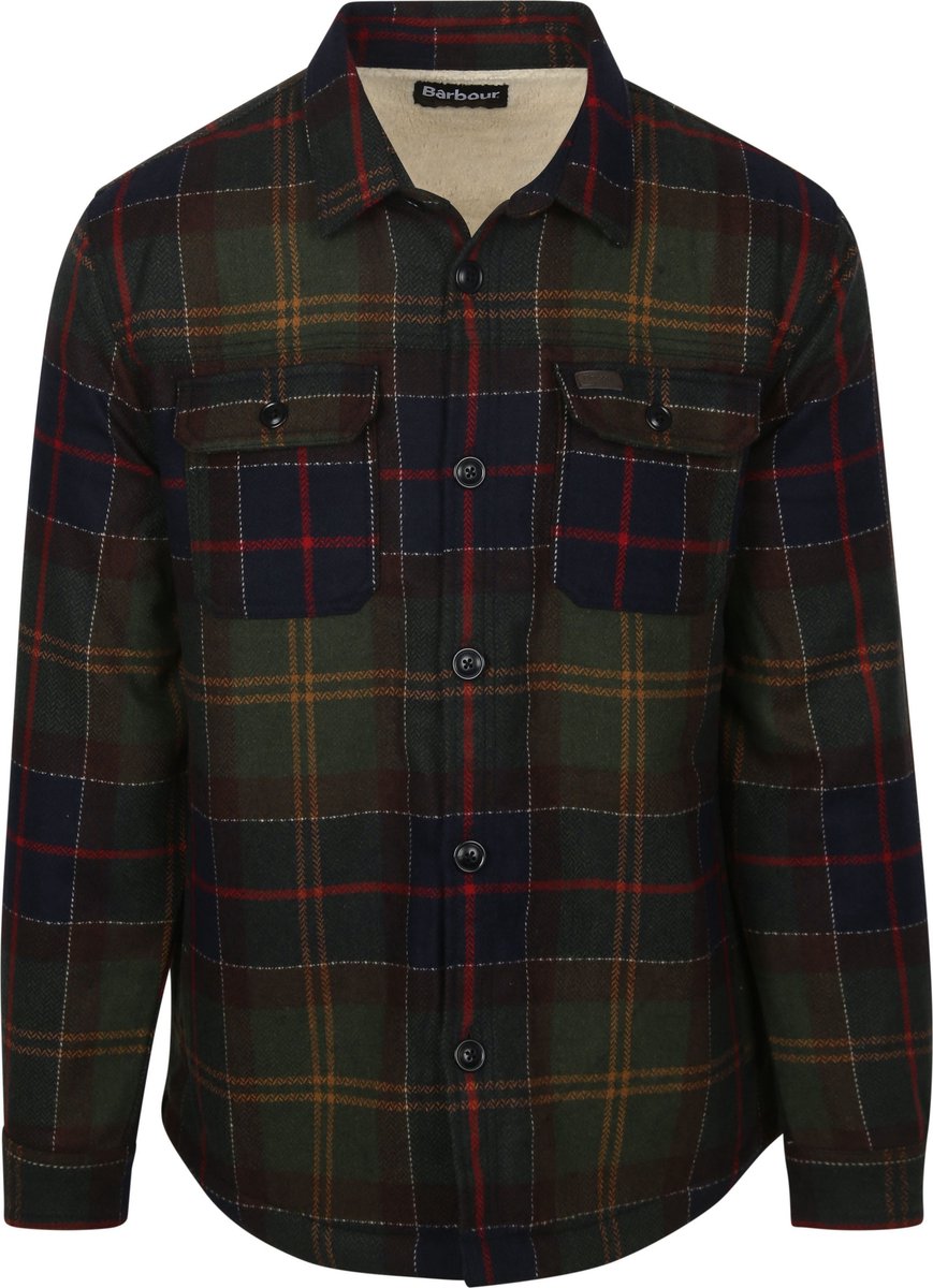Barbour Overshirt Wool Blend Ruit Willberry Olive - Maat XL - Heren