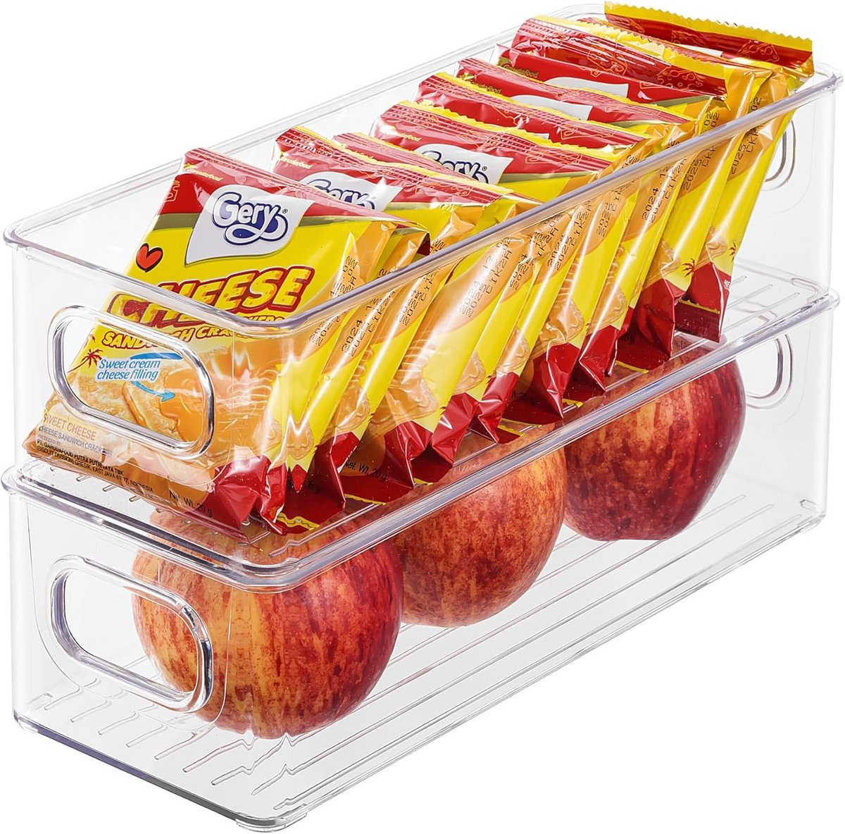 Set van 2 Stapelbare Koelkast Opbergdozen - Slimme Organisatoren voor Keuken en Voorraadkast