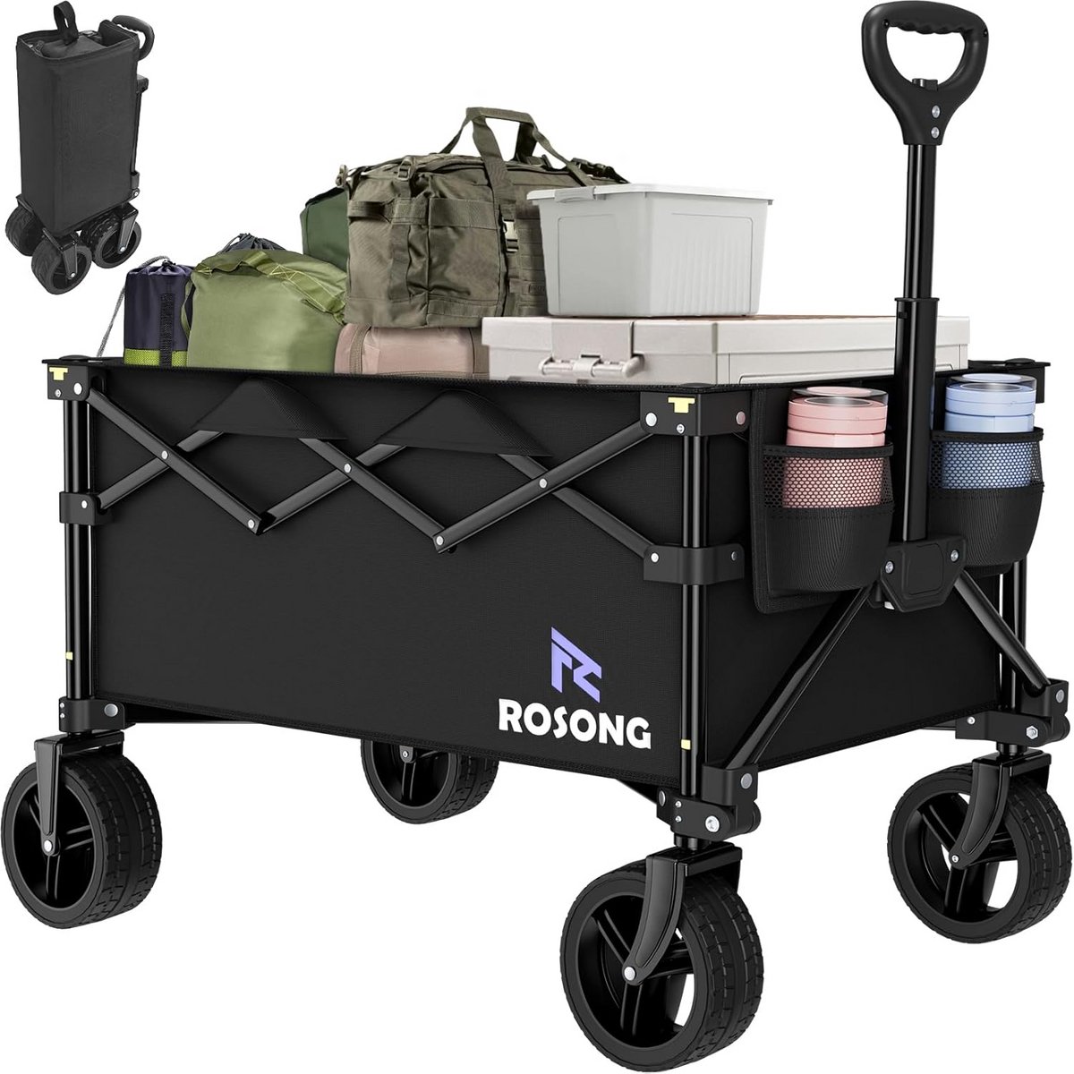 Robuuste Opvouwbare Bolderkar met Wielen voor Boodschappen en Buitenactiviteiten