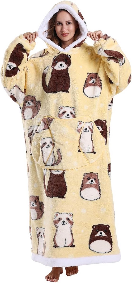 Oversized Draagbare Deken Hoodie voor Dames - Extra Warm en Comfortabel
