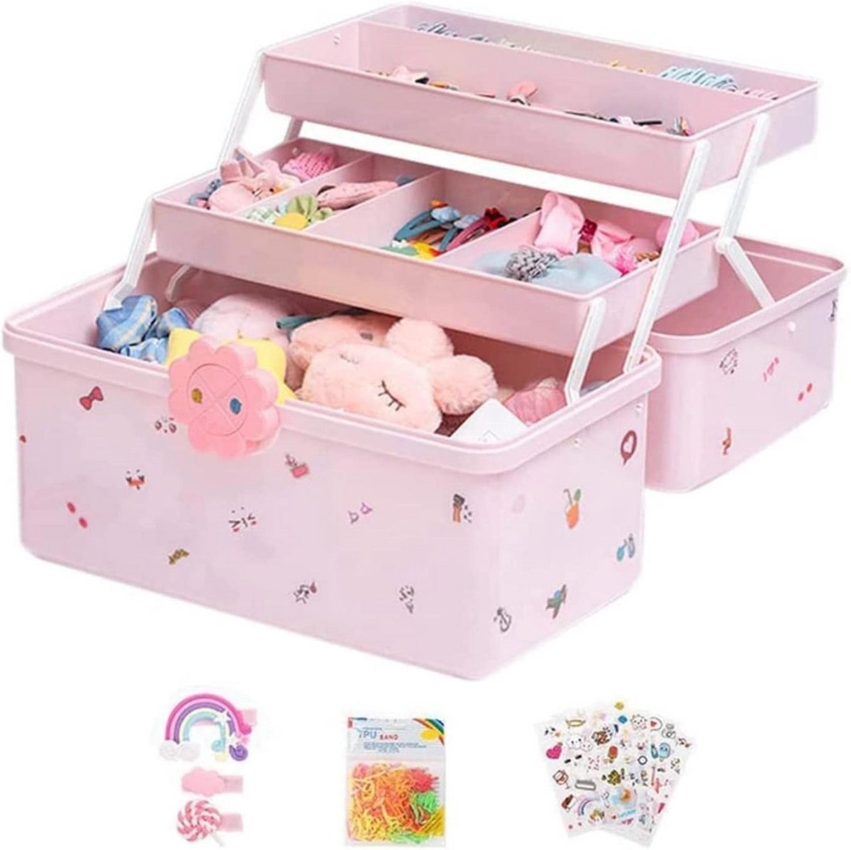 Opbergdoos voor Haaraccessoires Meisjes met Vakken en Laden