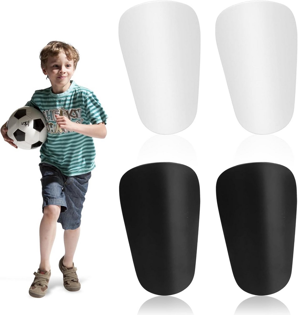 Set van 4 Kleine Kinder Scheenbeschermers voor Voetbal - Mini Bescherming voor Jongens en Meisjes
