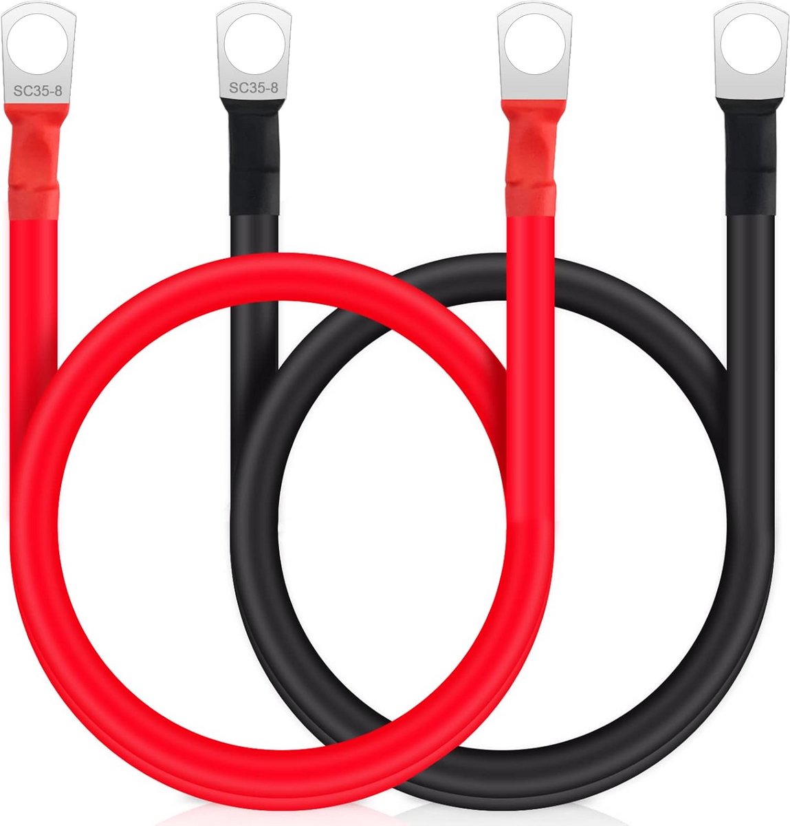 Set van 2 Accukabels M8 50 cm 35mm² Koper Voor Auto en Motor
