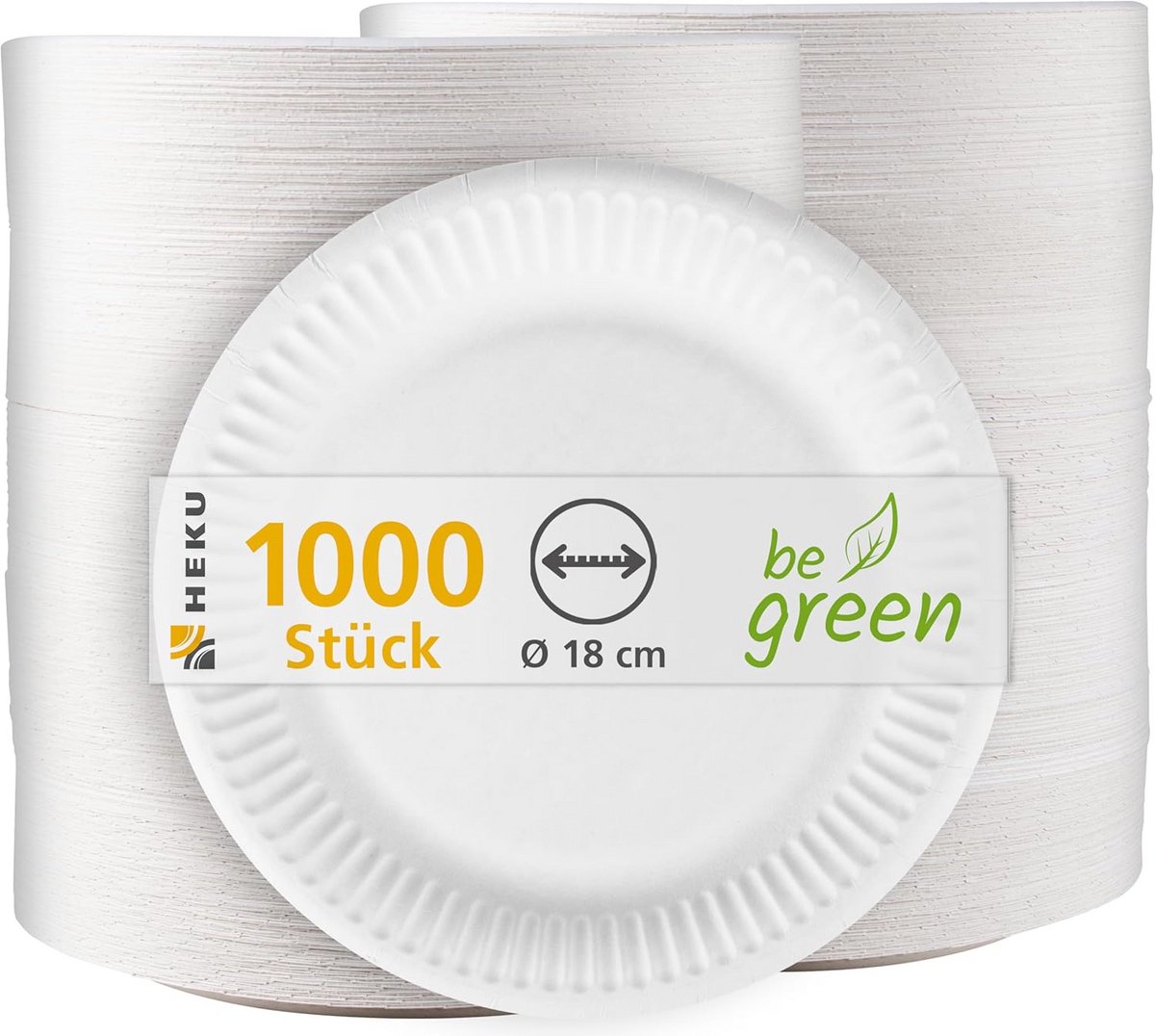 1000 papieren borden - 18 cm diameter - Milieuvriendelijk - Composteerbaar