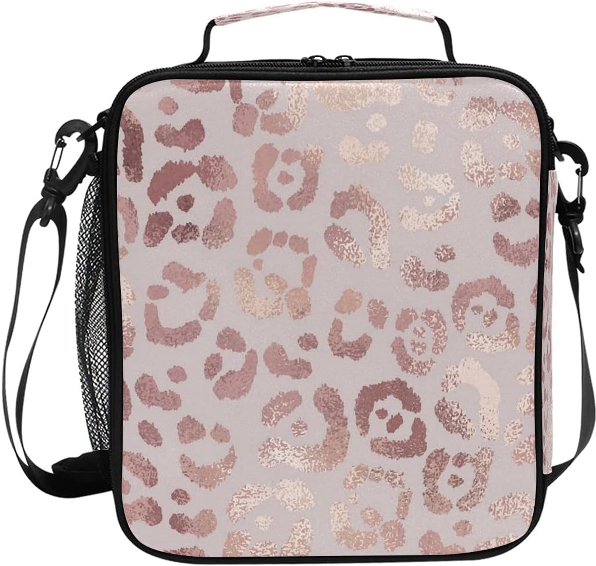 Geïsoleerde lunchtas met luipaardprint - handtas voor school en kantoor