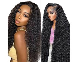 Kinky Curly Lace Frontal Haarwerk Vrouwen 70cm 1B Natuurlijk Zwart Onbewerkt Menselijk Haar