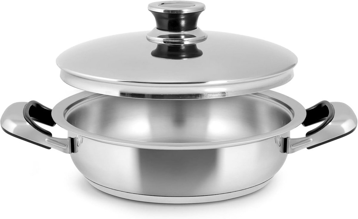 RVS Kookpan 30 cm met Deksel - Klassiek Design