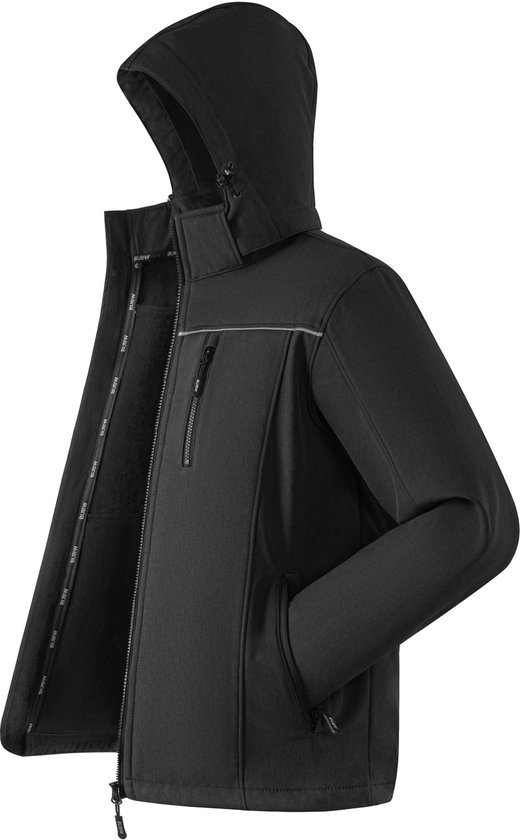 BUBW® Windjack - Outdoorjas - Heren & Dames Windjack - Softshell Jas 4 Seizoenen - Tussenjas - Winddicht - Waterdicht - Fleece Gevoerd -Lichtgewicht - Ademend - Maat M - Zwart