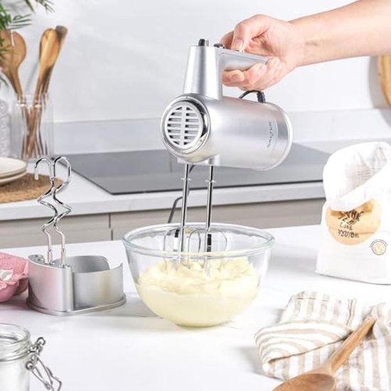 Gemakkelijke Handmixer met Opruimbasis - Elektrische Bakklopper, Mixhaken en Deeghaken, 5 Snelheden met Turbo Functie — afbeelding 3