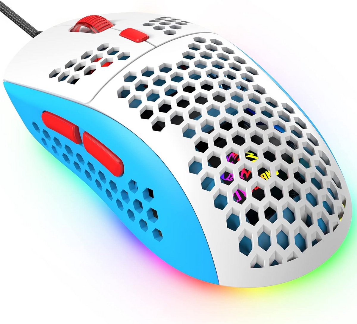 Ergonomische Ultralichte Gaming Muis met RGB Verlichting en Instelbare DPI