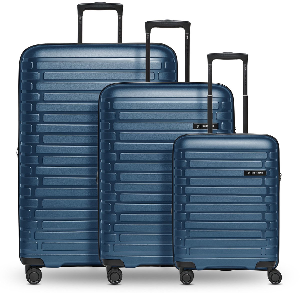 Pactastic Collection 04 THE THREE SET + 4 wielen Kofferset 3-delig met uitbreidingsplooi - Harde bagage - TSA slot - navy blue-metallic