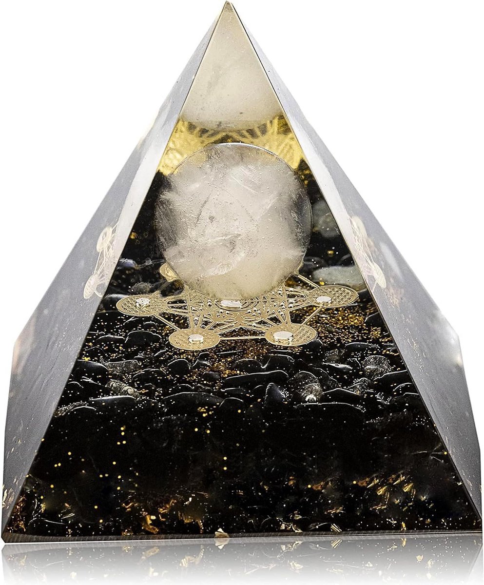 Orgoniet Piramideset met Amethist en Obsidiaan voor Positieve Energie en Bescherming