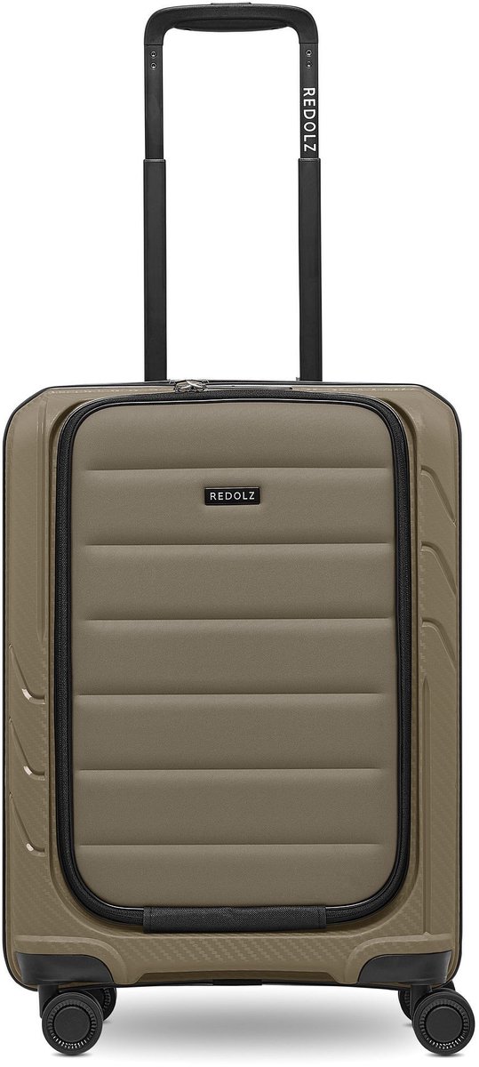 Redolz Essentials 17 4-wiel cabine trolley 55 cm soft-pocket laptop compartiment - Hybride - TSA slot - khaki