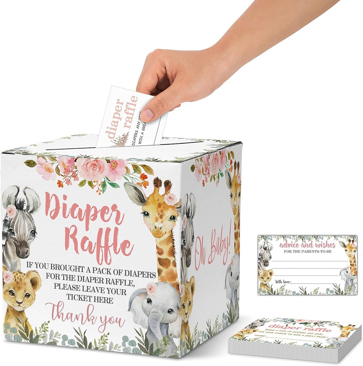 Babyshower Spelkaarten - Babyborrel Kaartjes - Babyshower Organiseren - Dubbelzijdig Bedrukking - 50 Kaarten - Jungle Dieren