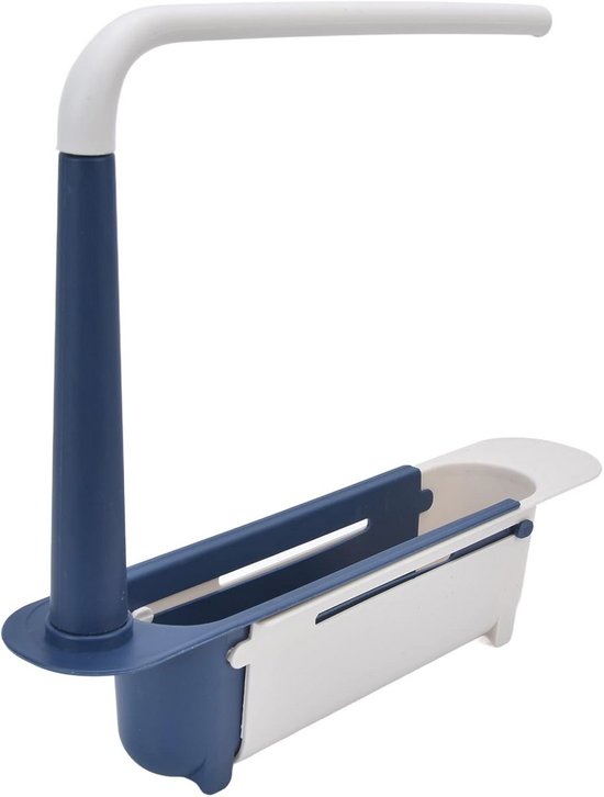 Telescopische Gootsteen Sponshouder, Verstelbare Lengte Gootsteen Opslagrek, Gootsteen Rack Mand Met Handdoekbar Geventileerde Afvoer Voor Thuis Keuken, Eenvoudige Installatie,Blue