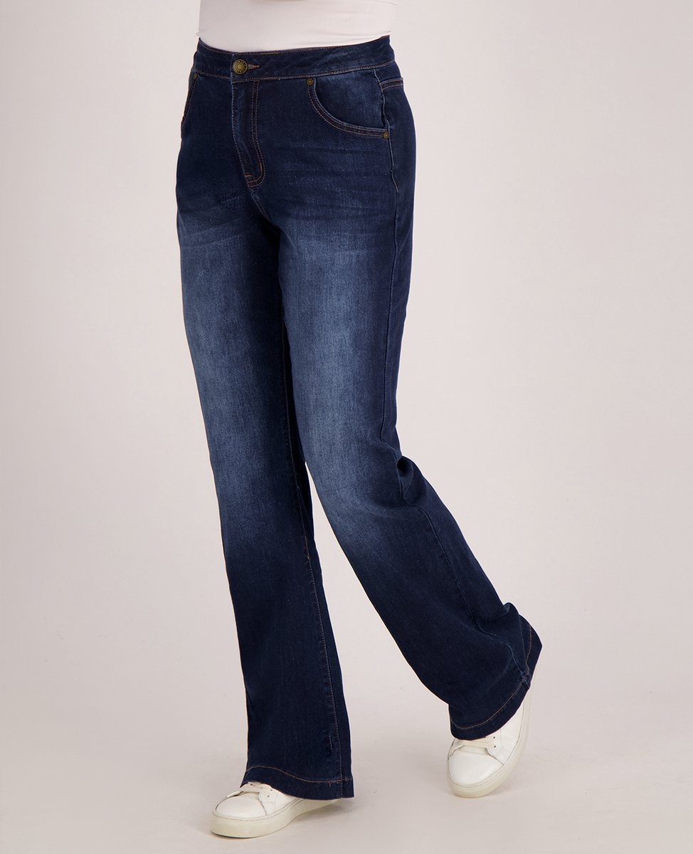 Je m'appelle Dames Broek Flared fit Met stretch - Blauw - Maat XS