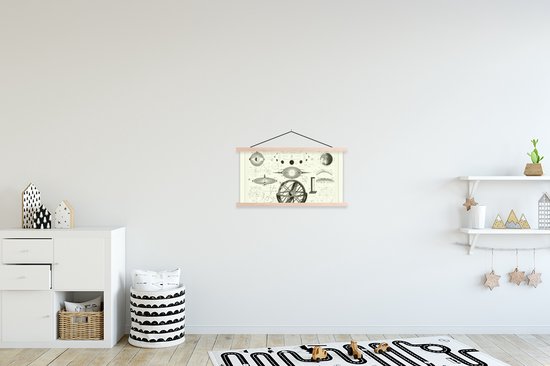 Affiche scolaire - Illustration Vintage du système solaire - 60x30 cm - Lattes vierges