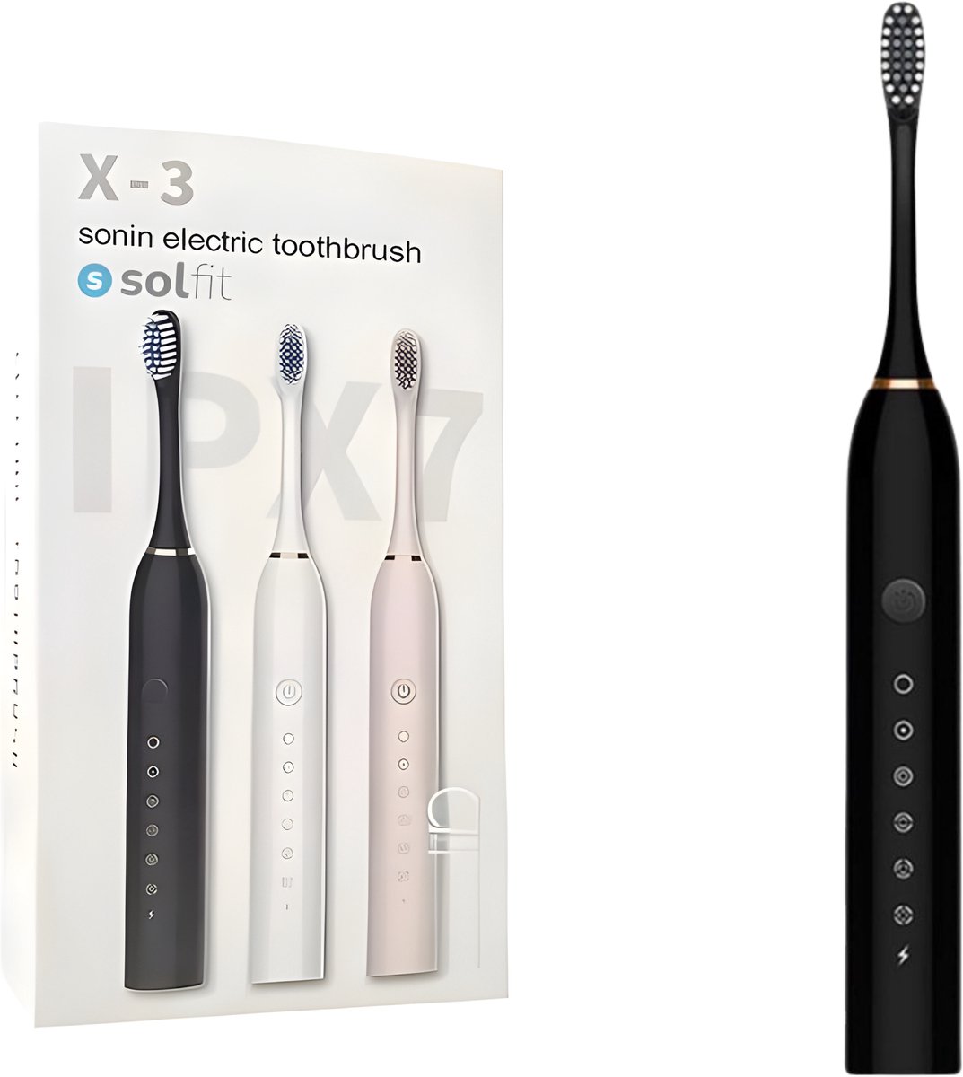 Bodybite - Sonische Elektrische Tandenborstel - 42000 Bewegingen 6 Modi IPX7 Waterdicht - Zwart - BELISMILE