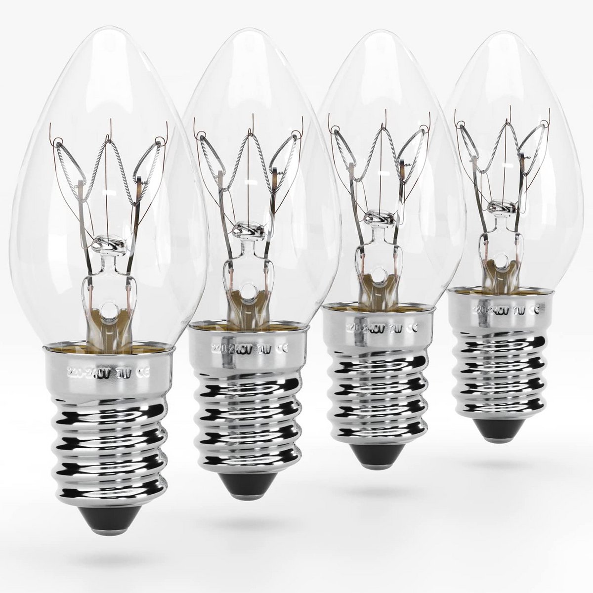 Vervangende Lampen E14 7W Pack van 4 - Ideaal voor Orientatielampen, Zoutlampen en Displays